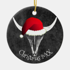 Bison Skull met kerstkeramische keramiek Ornam Keramisch Ornament