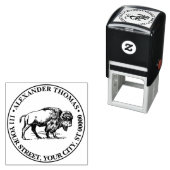 Bison Tekening Naam Retouradres Zelfinktende Stempel (In situ)