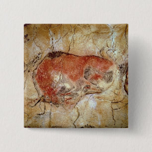 Bison van de Altamira Caves Vierkante Button 5,1 Cm
