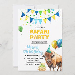 Bison verjaardagsuitnodiging kaart