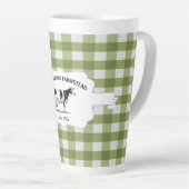 Bison vert Plaid Farm Cow Latte Mug (Angle droit)