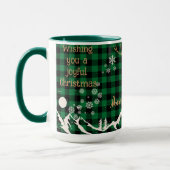 Bison vert rustique Plaid Reindeer Christmas Mug (Gauche)