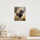 Bison Woodland Animal Art Imprimer Poster (Cuisine)
