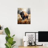 Bison Woodland Animal Art Imprimer Poster (Bureau à domicile)