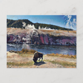 Bison Wyoming Yellowstone Wildlife Art Briefkaart