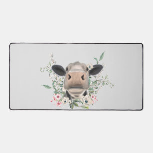 bisou de nez de vache fleurs aquarelle gris animal
