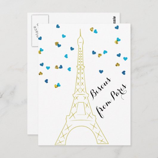 Bisous de Paris Carte postale (Devant / Derrière)