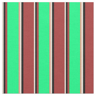 Bisque, Black, Brown, Green en Dark Salmon Stof