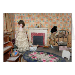 Bisque Dolls met Fireplace Card - Blank