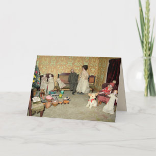 Bisque Dolls op kerstkaart -  Feestdagen Kaart