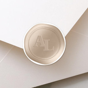 Bisque Sand Wax Seal Monogram Bruiloft Stickers