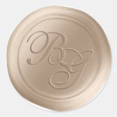 Bisque Script Double Monogram Wax Seal Stickers (Voorkant)