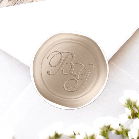 Bisque Script Double Monogramme Stickers cire Scea