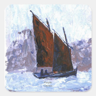 Bisquine Sail Boat Vierkante Sticker