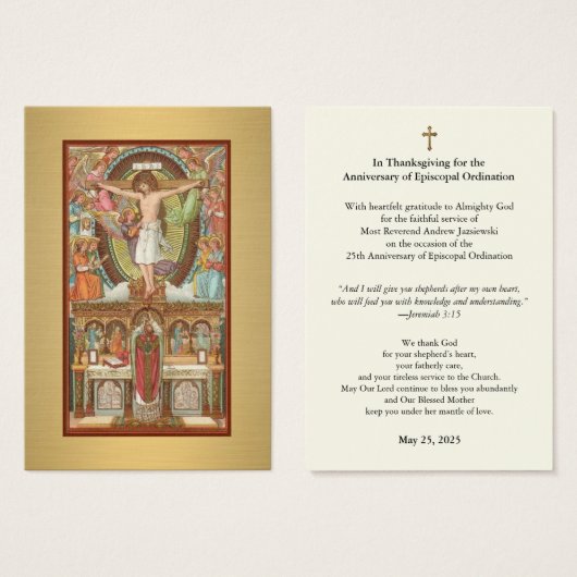 Bisschop Jubileum van de wijding Jezus Visitekaartje (Voorkant /achterkant)