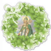 Bisschop St. Patrick Shamrocks Religieus Sticker (Voorkant)