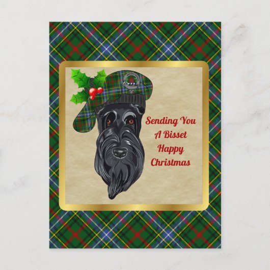 Bisset Clan Badge & Tartan Kerstmis Briefkaart (Voorkant)