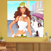 Bistro Girl Wrapped Canvas (Insitu (Woonkamer))