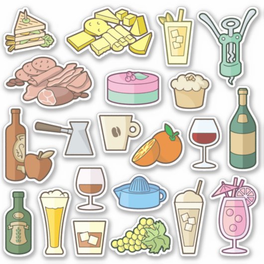 Bistro Menu Icônes Collection Stickers (Devant)