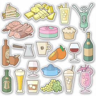 Bistro Menu Icons Sticker Collectie