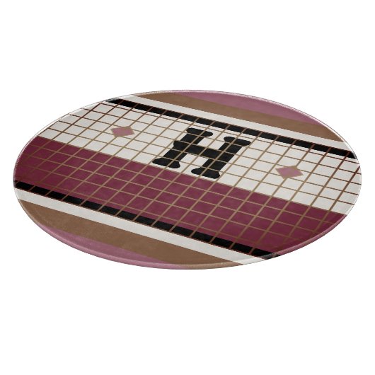 Bistro Tegel Cranberry en Gold Monogram Snijplank (Hoek)