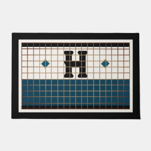 Bistro Tegel Turquoise en Gouden Monogram Deurmat