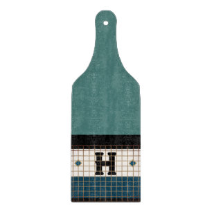 Bistro Tegel Turquoise en Navy Monogram Snijplank