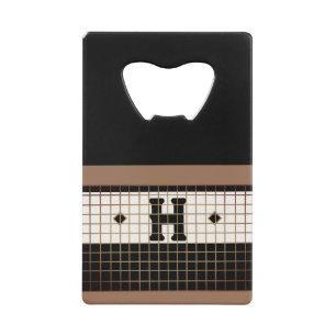 Bistro Tegel Zwart en Goud Monogram Kredietkaart Flessenopener