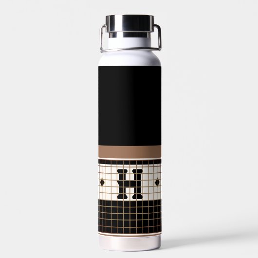 Bistro Tegel Zwart en Goud Monogram Waterfles (Achterkant)