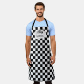  Bistro Zwart-wit Checkerboard Mannen Schort (Gedragen)