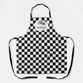 Bistro Zwart-Wit Checkerboard Schort (Voorkant)