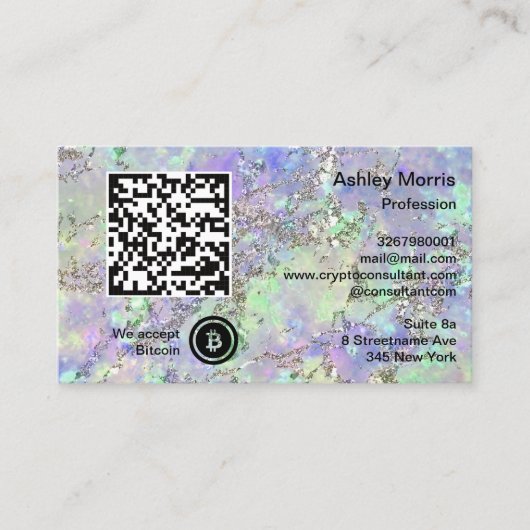 Bit Me QR-code We accepteren bitmunt Logo Glitter  Visitekaartje (Voorkant)