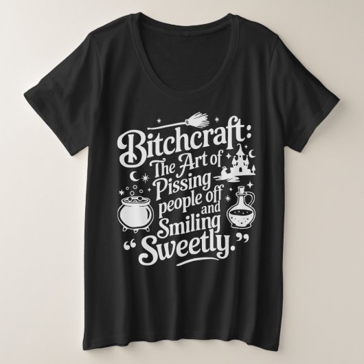 Bitchcraft Halloween blanc sur noir (Design devant)