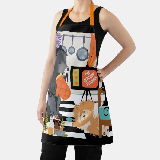 BITCHEN KITCHEN cute dog cooking grooming garden Schort (Insitu)