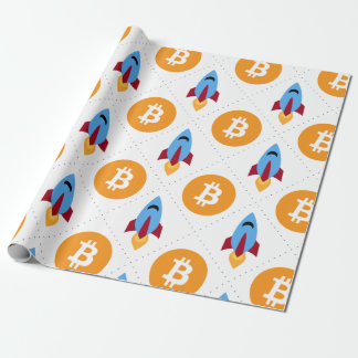 Bitcoin à la fusées lune cadeau emballage papier b