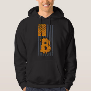 Bitcoin Amerikaanse Flag BTC Crypto Retro In Hoodie