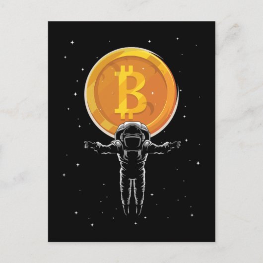 Bitcoin Astronaut naar de maan - Bitcoin Crypto Briefkaart (Voorkant)