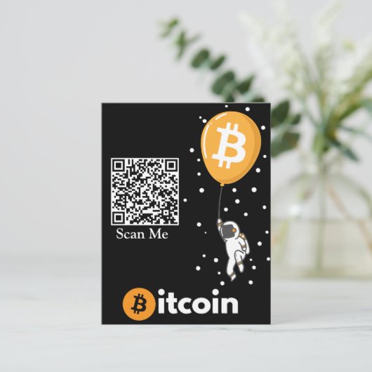 Bitcoin Astronaut naar de maan - BTC QR-code Crypt Briefkaart (Staand voorkant)