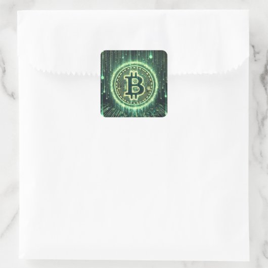 Bitcoin becoming the real matrix? vierkante sticker (Tas)