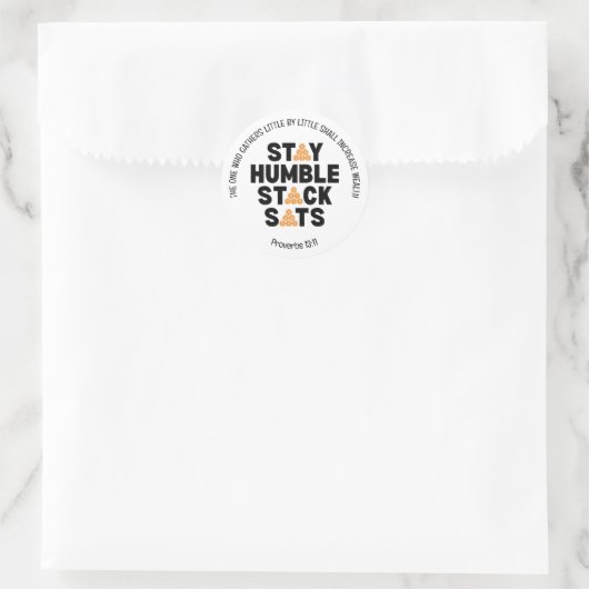 Bitcoin BLIJF NEDERIG STACK SATS Crypto Ronde Sticker (Tas)