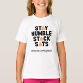 Bitcoin BLIJF NEDERIG STACK SATS Crypto T-shirt (Voorkant)