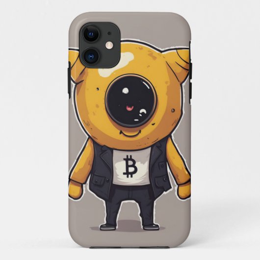 Bitcoin Character iPhone 11 Hoesje – grillig en E (Achterkant)