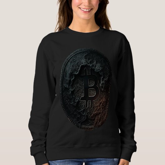 Bitcoin Coin Crypto Illustration Dark Black Trui (Voorkant)