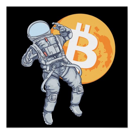 BITCOIN -Crypto astronaut- naar de maan Perfect Poster (Voorkant)