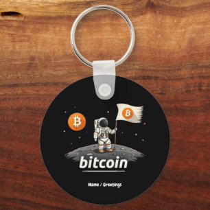Bitcoin Crypto Moon Astronaut Ontwerp BTC Sleutelhanger