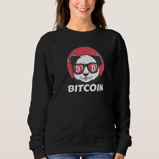 Bitcoin Crypto Panda Sun Glasses Retro Trui (Voorkant)