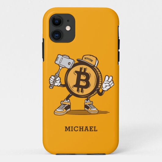 Bitcoin Cryptocurrency Grappige Cartoon Gepersonal Case-Mate iPhone Case (Achterkant)