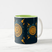 Bitcoin Cup - Modern Crypto-enthousiastelingsgesch Tweekleurige Koffiemok (Voorkant rechts)