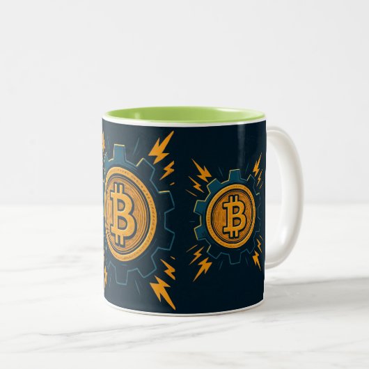 Bitcoin Cup - Modern Crypto-enthousiastelingsgesch Tweekleurige Koffiemok (Voorkant rechts)