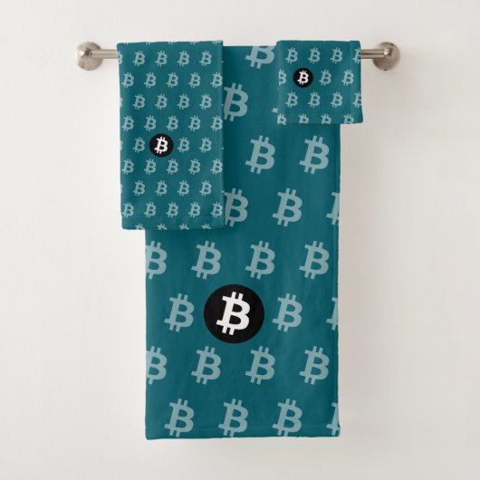 Bitcoin Dark Teal (Style 2) Bad Handdoek (Insitu)